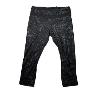 Lululemon Run Inspire Crop Leggings Womens 8 Black White Run Yoga Pants‎ Pocket